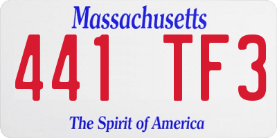MA license plate 441TF3