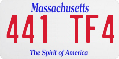 MA license plate 441TF4