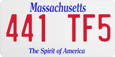 MA license plate 441TF5