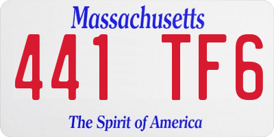 MA license plate 441TF6