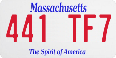 MA license plate 441TF7