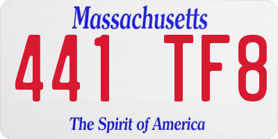 MA license plate 441TF8
