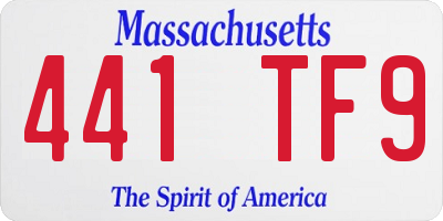 MA license plate 441TF9