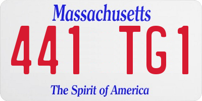 MA license plate 441TG1