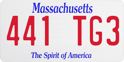 MA license plate 441TG3