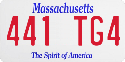 MA license plate 441TG4
