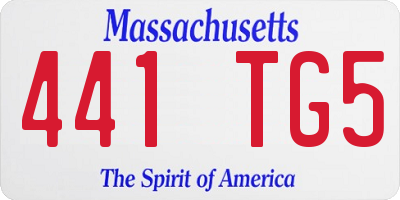 MA license plate 441TG5