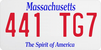MA license plate 441TG7