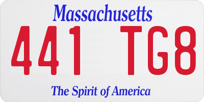 MA license plate 441TG8
