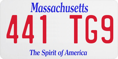 MA license plate 441TG9