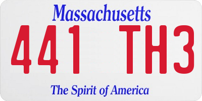 MA license plate 441TH3