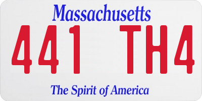 MA license plate 441TH4