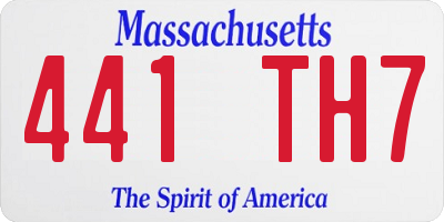 MA license plate 441TH7