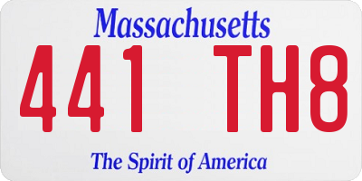 MA license plate 441TH8