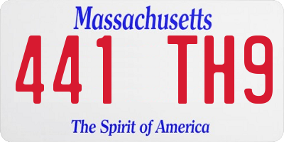 MA license plate 441TH9