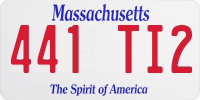 MA license plate 441TI2