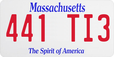 MA license plate 441TI3