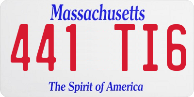 MA license plate 441TI6