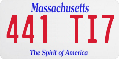 MA license plate 441TI7