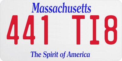MA license plate 441TI8