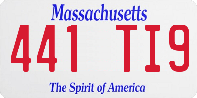MA license plate 441TI9