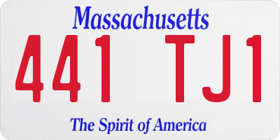 MA license plate 441TJ1