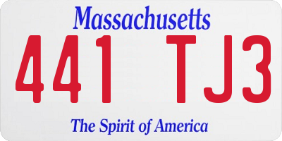 MA license plate 441TJ3