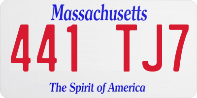 MA license plate 441TJ7