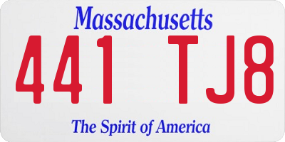 MA license plate 441TJ8