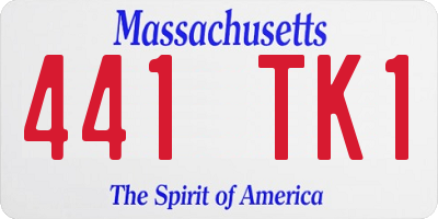 MA license plate 441TK1