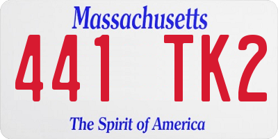 MA license plate 441TK2