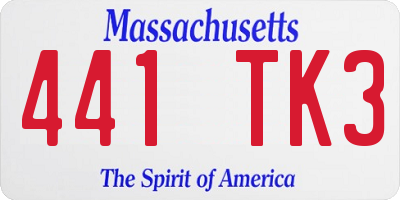 MA license plate 441TK3