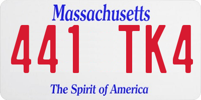 MA license plate 441TK4