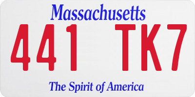 MA license plate 441TK7