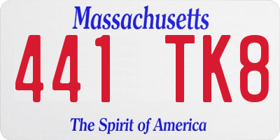 MA license plate 441TK8