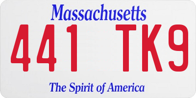 MA license plate 441TK9