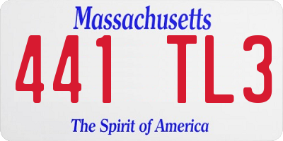 MA license plate 441TL3