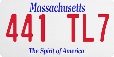 MA license plate 441TL7