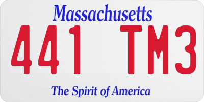 MA license plate 441TM3