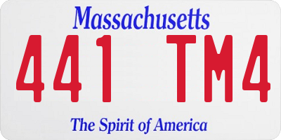MA license plate 441TM4