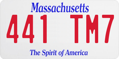 MA license plate 441TM7