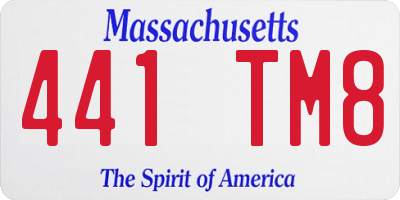 MA license plate 441TM8