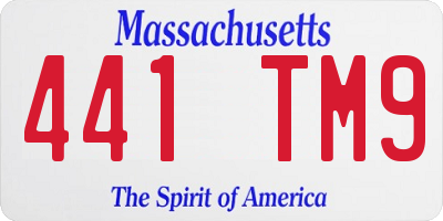 MA license plate 441TM9
