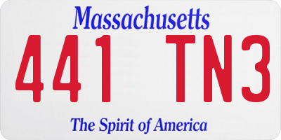 MA license plate 441TN3