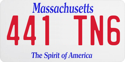 MA license plate 441TN6
