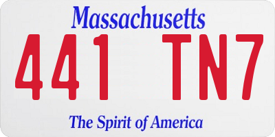 MA license plate 441TN7