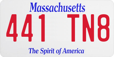 MA license plate 441TN8