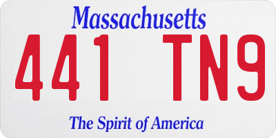 MA license plate 441TN9