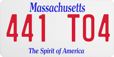 MA license plate 441TO4