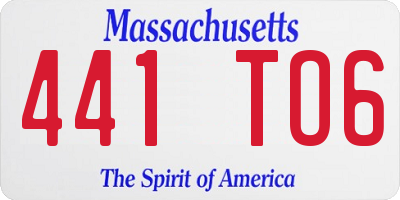 MA license plate 441TO6